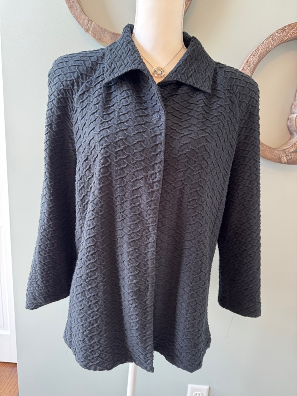 Armani Collezioni Black Textured Button-Front Jacket